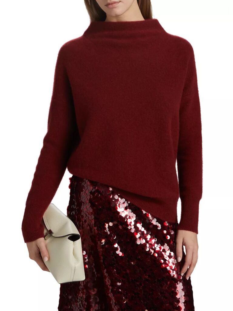 Funnel Neck Sweater how to wear burgundy for the holidays holiday style how to create a tone on tone look for christmas parties what to wear to holiday parties