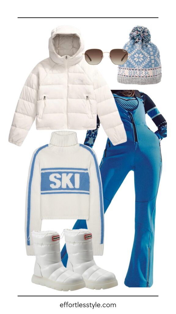 What To Wear For Ski-Après how to look cute for skiing how to wear color on the slopes what to wear on the slopes how to style a ski bib how to style a puffer coat how to style a beanie