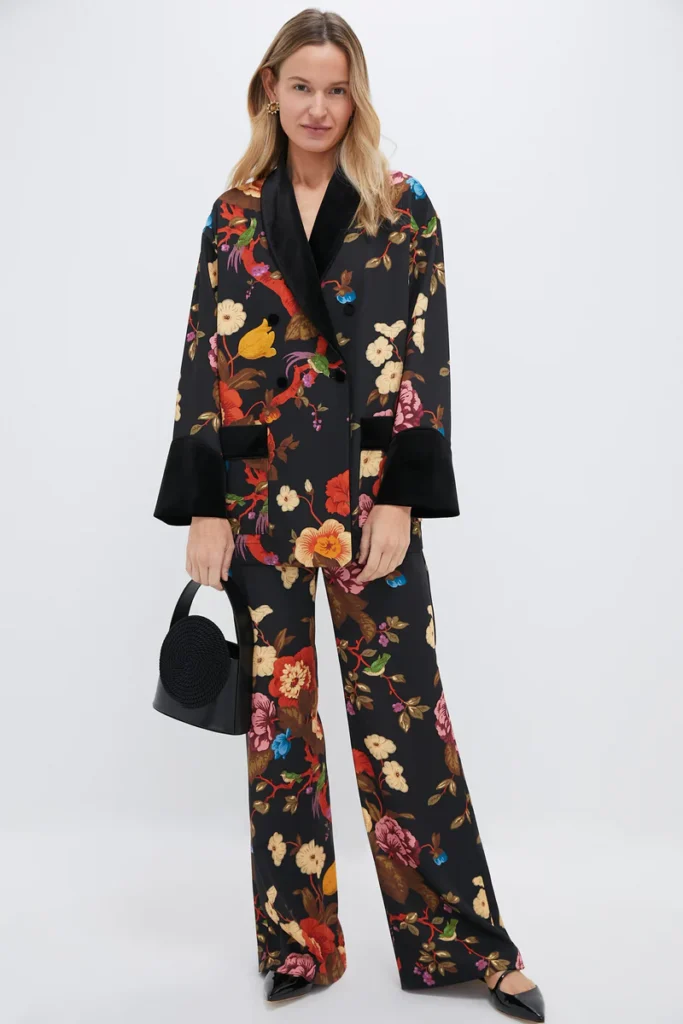 3 Spring Fashion Trends You Need To Know Baroque Floral Smoking Jacket & Matching Pants the maximalism trend for spring spring trends how to do the maximalism trend how to wear print for spring what to wear this spring what to buy this spring nashville personal shoppers explain the maximalism trend