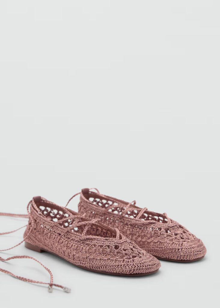 3 Spring Fashion Trends You Need To Know Crochet Lace Up Flats the powder pink trend spring trends what to buy this spring what to wear this spring the best shoes for spring