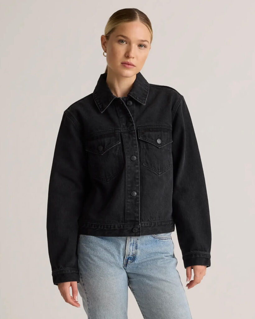 6 Things We Are Loving At Quince Cropped Denim Jacket what to buy at Quince for spring the best spring pieces affordable wardrobe basics spring must haves versatile pieces for spring