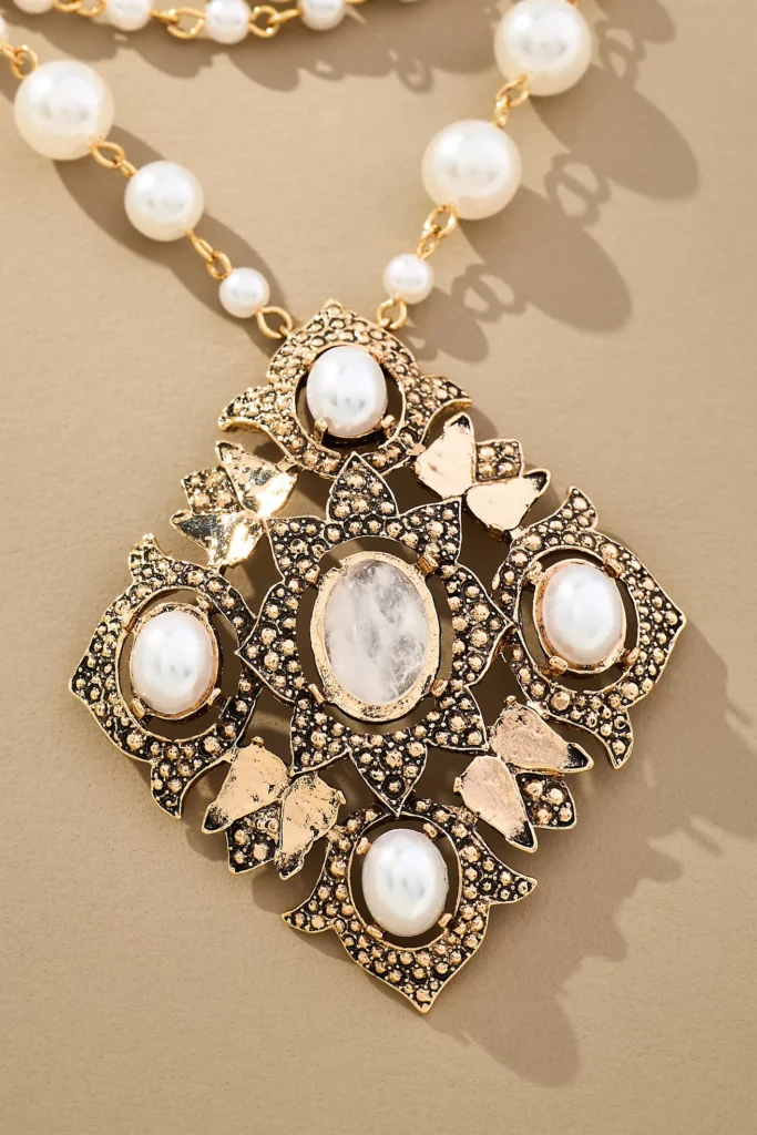 Pearl Beaded Layered Necklace must have accessories for spring spring accessories spring trends the layered necklace trend the big necklace trend