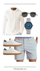 For The Guys: What To Wear On A Tropical Vacation Sunwashed Slub Hoodie & Stretch Cotton Shorts how to style a slub hoodie what to wear at the beach men's spring break style men's beach style the best watches for the beach Nashville personal stylists share tropical outfits for the guys the best accessories for a trip to the beach