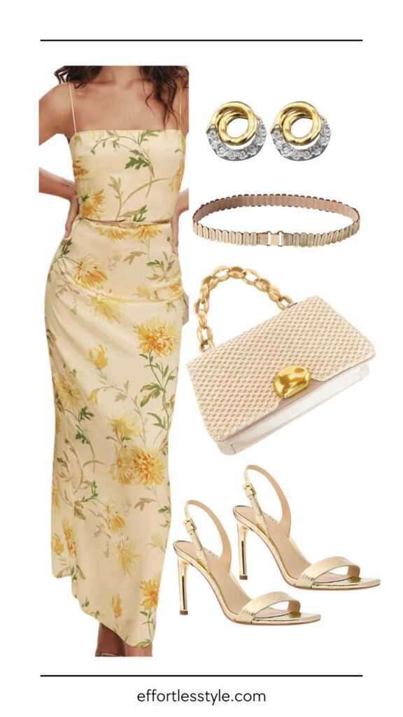 What to Wear to a Spring Wedding: Stylish Outfit Ideas for Every Dress Code Silk Maxi Dress how to style a fitted maxi dress for a wedding how to wear a printed dress for a wedding the best dressy accessories for spring wedding guest outfit what to wear to an outdoor wedding this spring