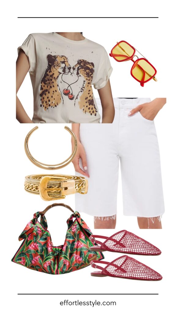 The Third Piece Rule: When The Weather Is Warm Belt how to style a belt summer outfit Nashville stylists how to style woven slingback the best summer accessories how to style a graphic tee shirt how to wear Bermuda shorts how to style jean shorts