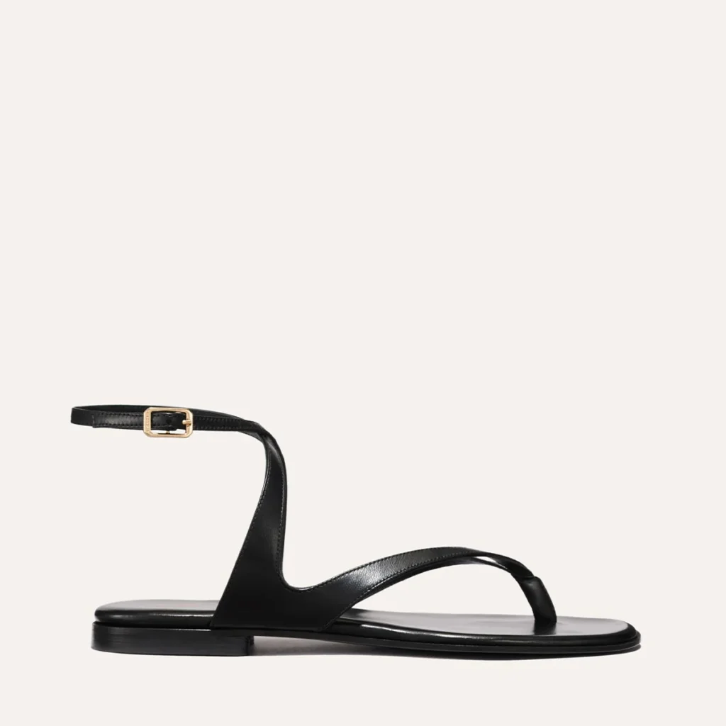 Black Ankle Wrap Thong Sandal
