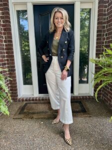 The Third Piece Rule: When The Weather Is Warm spring outfit summer work outfit what to wear to work how to style a navy blazer Nashville personal stylists