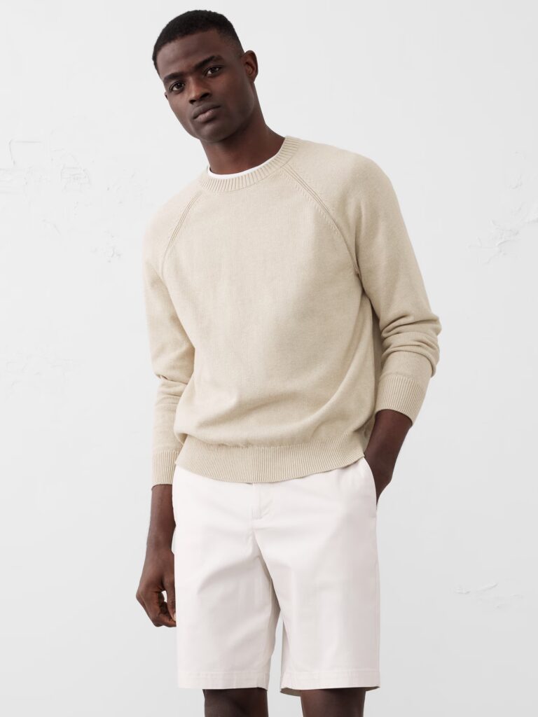 For The Guys: Your Summer Style Refresh Checklist Cotton Crewneck Sweater must have summer layers summer wardrobe staples what to buy this summer Nashville personal shoppers men's summer style