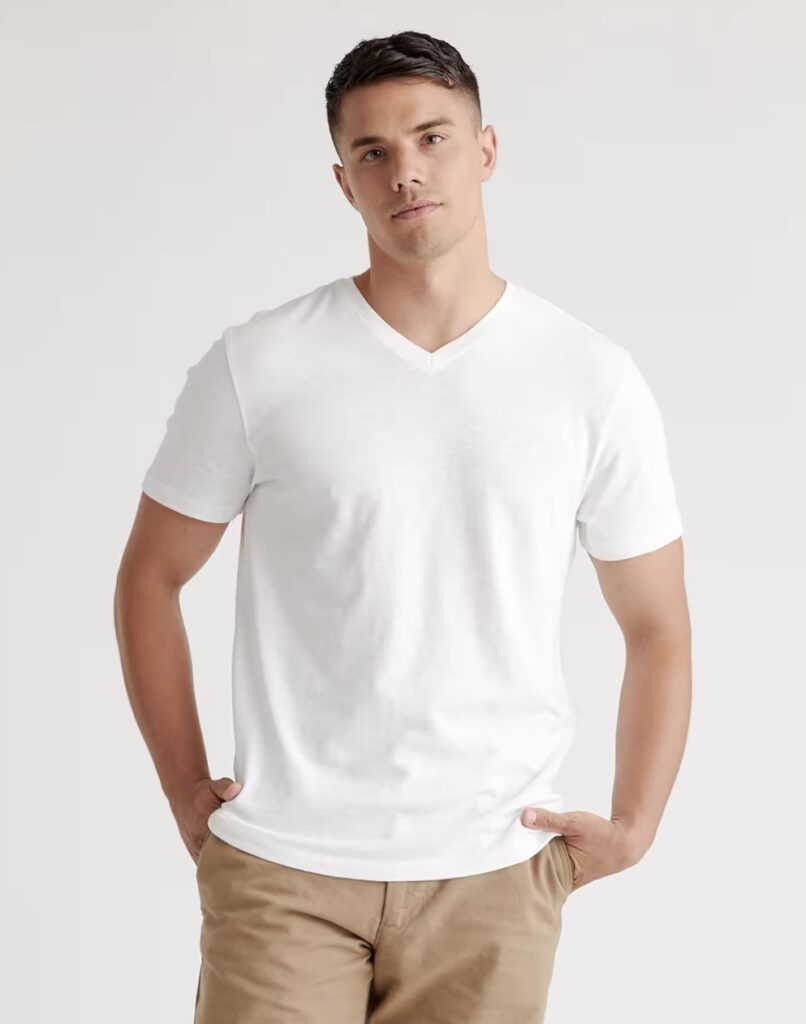 For The Guys: Your Summer Style Refresh Checklist Cotton Slub V-Neck Tee Shirt must have summer tee shirts summer wardrobe staples what to buy this summer men's summer style