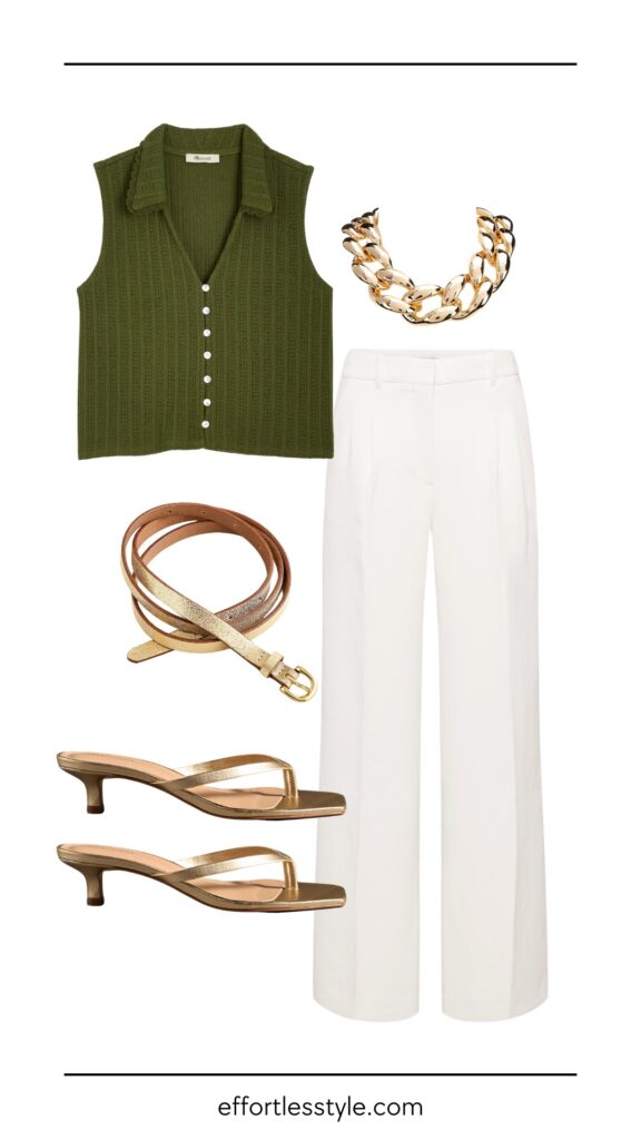 Desk to Drinks: 6 Summer Looks to Wear on Repeat Crochet Vest & Wide Leg Pant summer outfit what to wear to work this summer nashville personal shoppers the best summer accessories work outfit