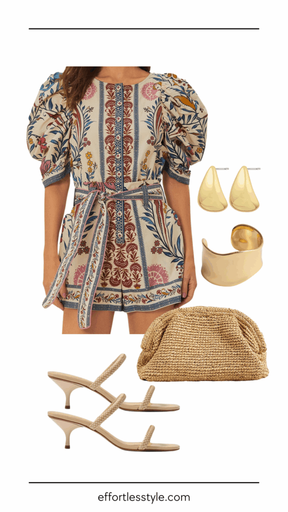 3 Easy Outfits For The Woman Who “Hates Summer Clothes” Printed Romper how to style a romper for summer the best summer accessories easy summer outfit Nashville personal shoppers summer style