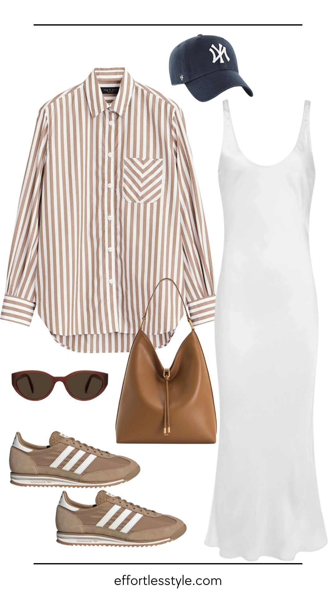 Sunday Brunch & Strolling the City Look | Slip dress and oversized button down look