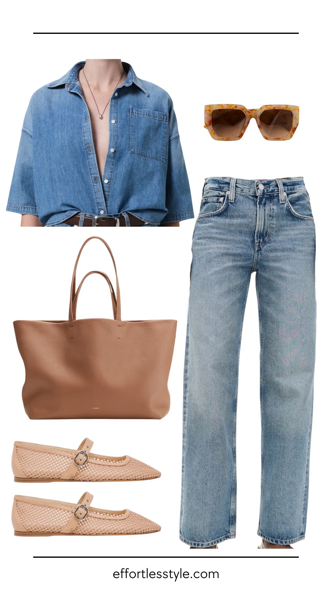Jeans and a Breezy Button-Down Shirt | Denim-on-denim look