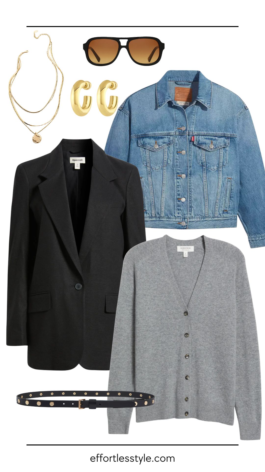 The 3/5/7 Packing Rule: How to Pack Light for Summer Travel - Finish with 7 Layering or Accent Pieces. denim jacket, a linen blazer, a lightweight cardigan, a fun kimono or wrap, and a couple of standout accessories like a bold necklace or patterned scarf
