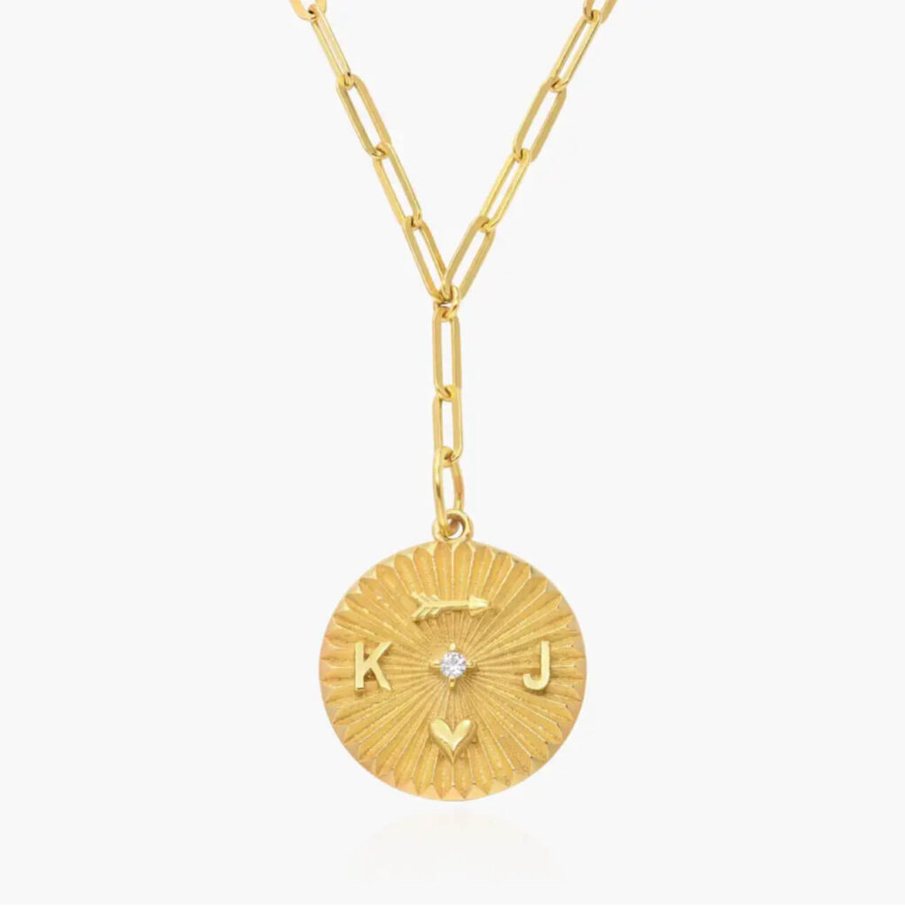 Katie’s Style Picks: Chic Finishing Touches for Late Summer Gold Initial Medallion Necklace