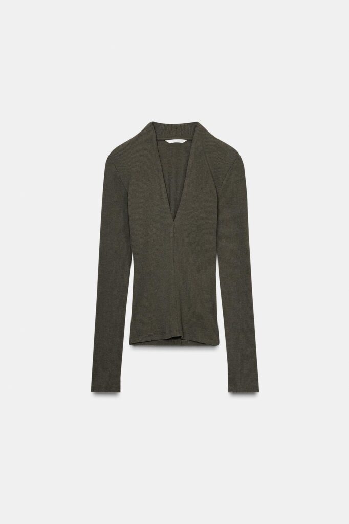 Katey’s Zara Fall Favorites: Effortless Layers for a Chic, Transitional Wardrobe | Rib V-Neck Top