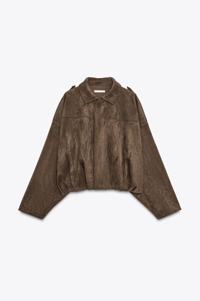 Katie’s Zara Fall Favorites: Effortless Neutrals with a Bold Twist | Suede Effect Bomber Jacket