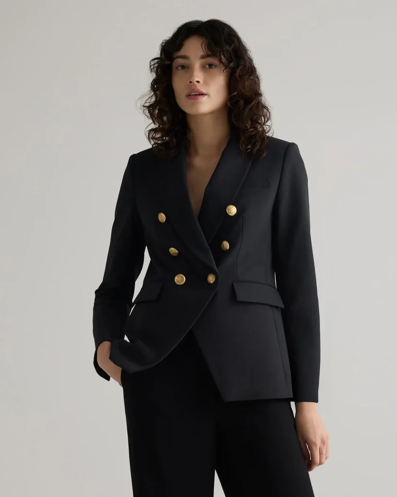 Chic Fall Layers: Katey’s Favorite Things for Fall | Quince Scuba Captain's Convertible Blazer