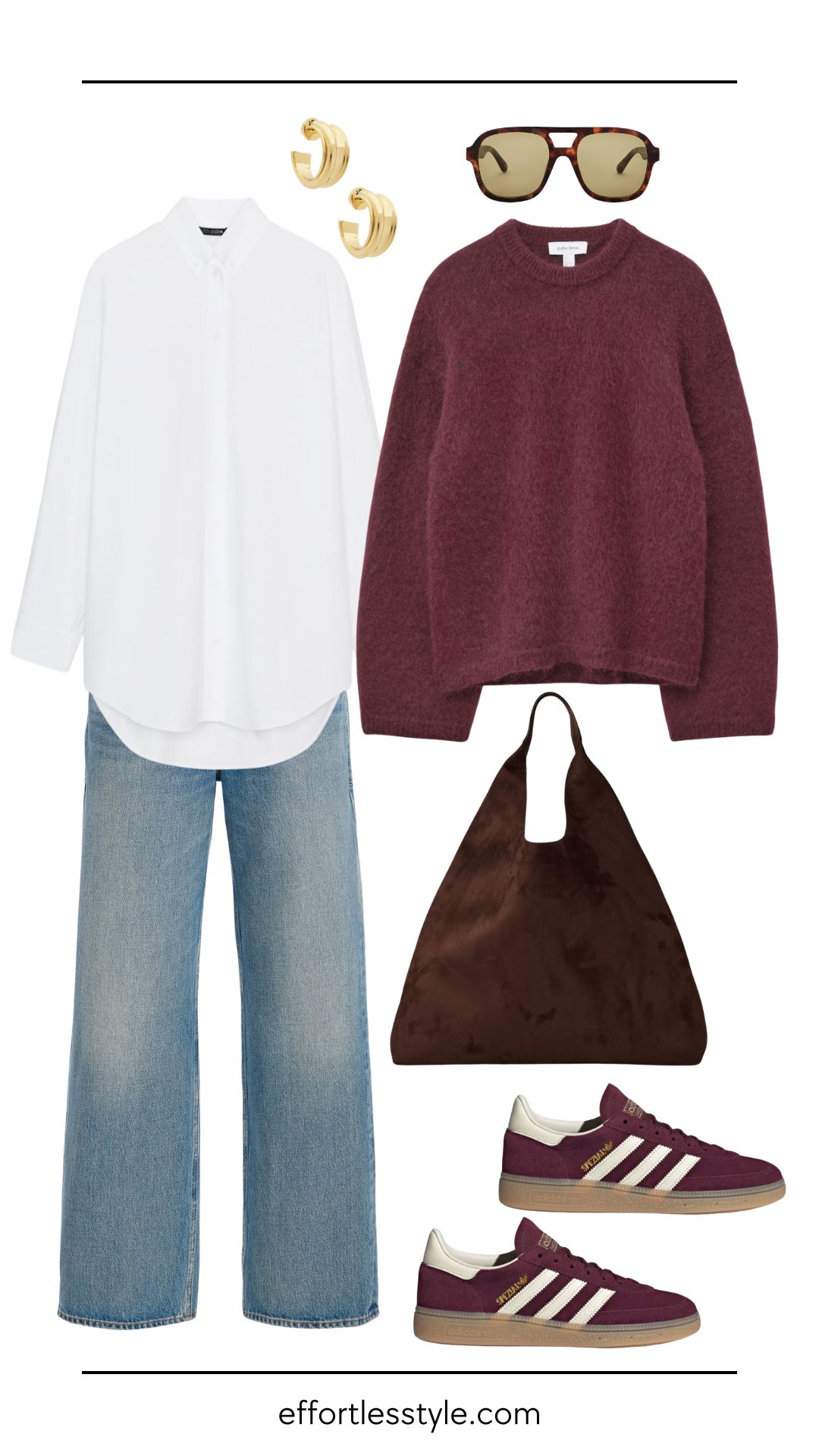 How to Style Burgundy and Brown for Effortless Everyday Looks | Oversized Burgundy Sweater Look