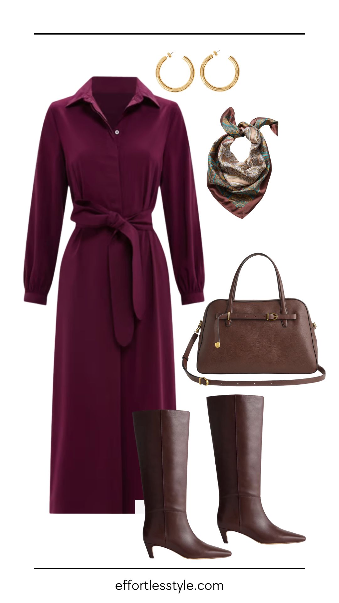 How to Style Burgundy and Brown for Elevated Fall Evenings | Burgundy Maxi Dress Look