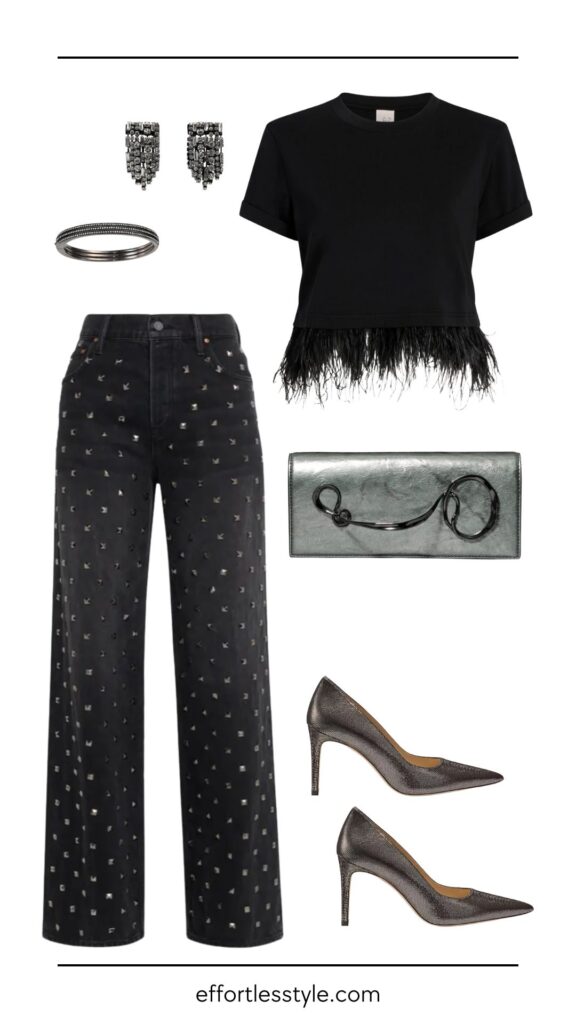 Holiday Outfit Ideas: One Piece Styled Two Ways | What to Wear for the Holidays | Feathered Top Look