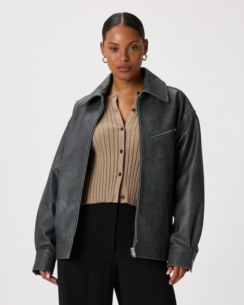 Quince Staples for Elevated Layering and Outerwear | Quince Leather Oversized Bomber Jacket