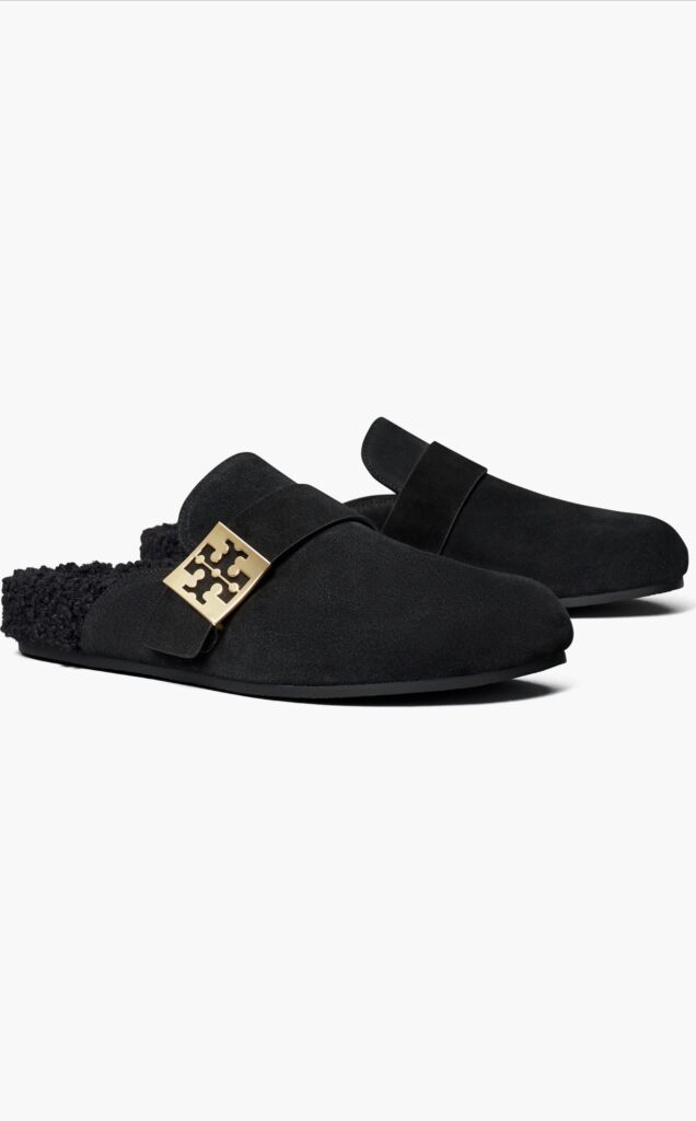 How to Shop Post-Holiday Sales With Intention | Tory Burch Mellow Faux Shearling Lined Mule on sale