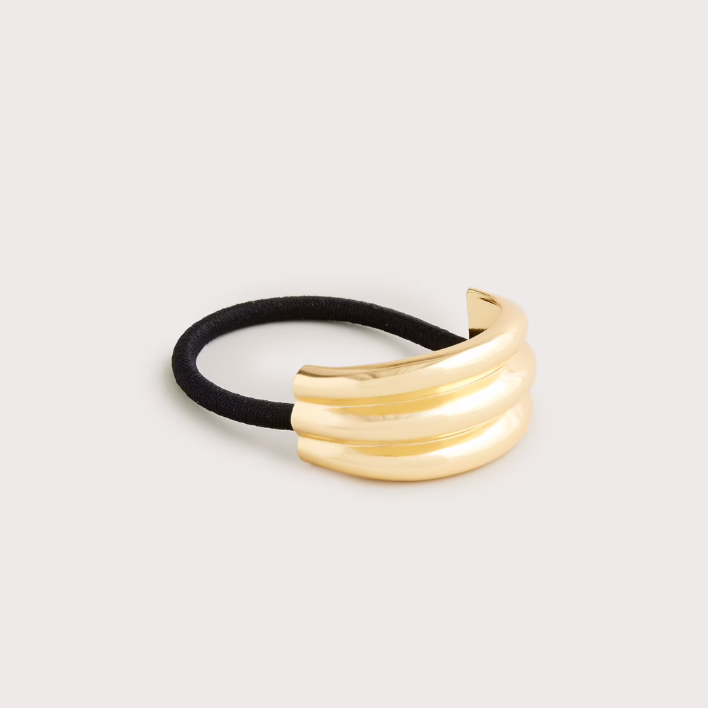Ridged metal hair tie