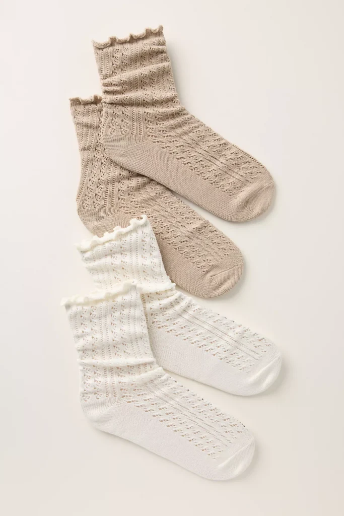 By Anthropologie Pointelle Trouser Socks, Set of 2