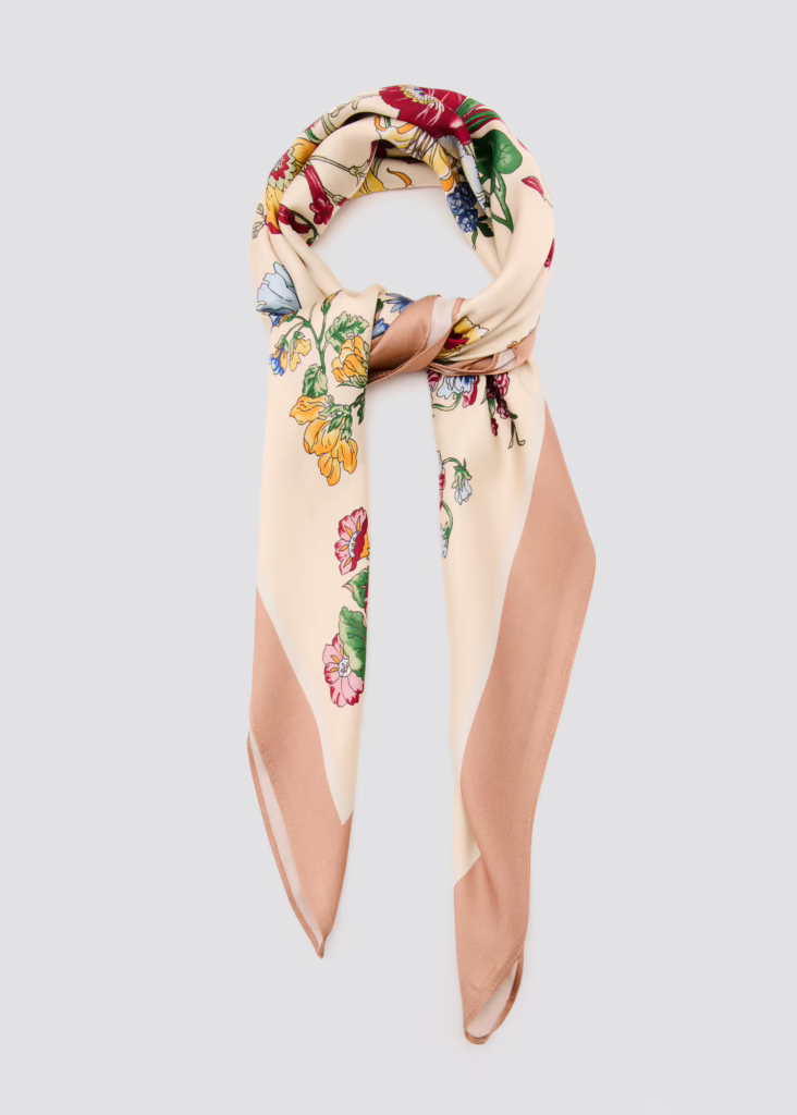 Floral satin scarf