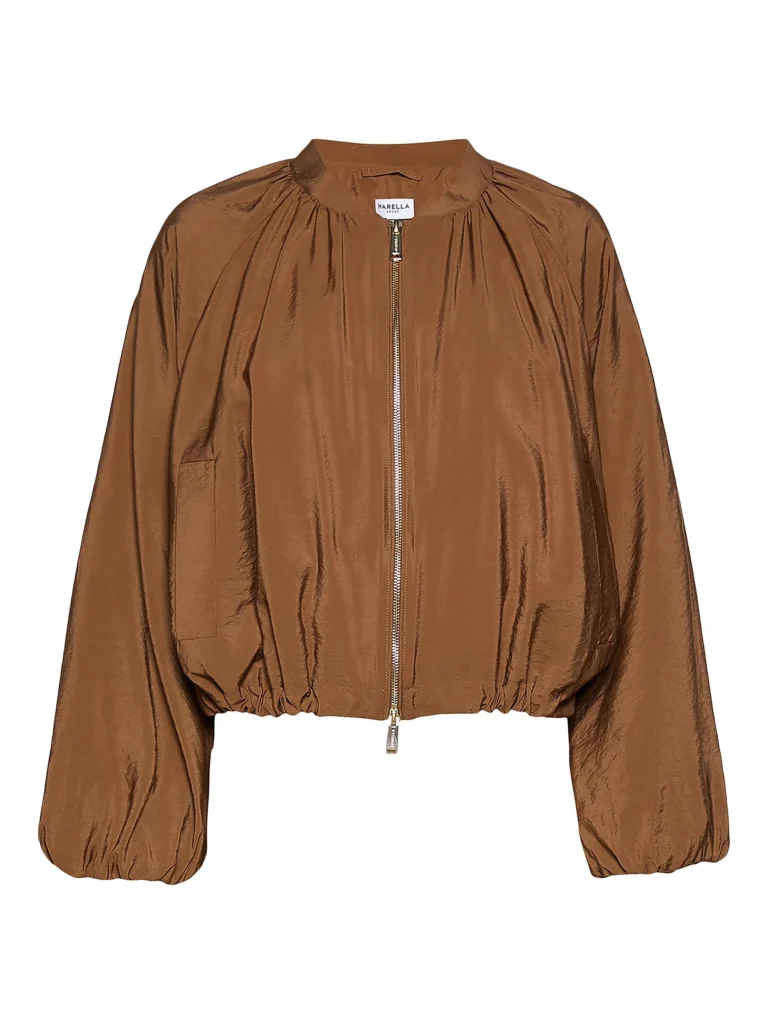 4 Color Combinations That Always Look Expensive | Brown & Cream Drawstring Hem Bomber Jacket
