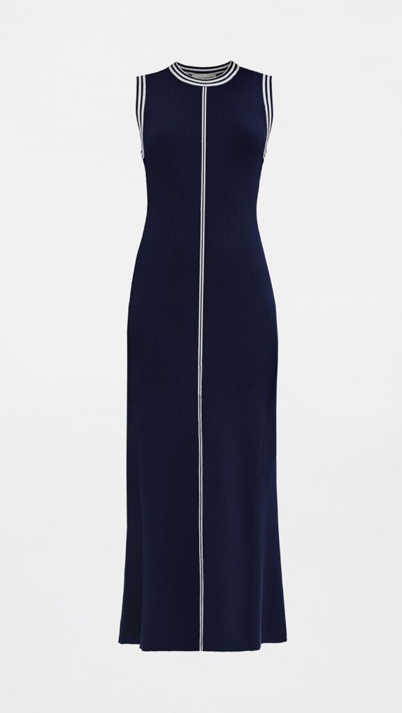 Navy & White Ringer Midi Dress