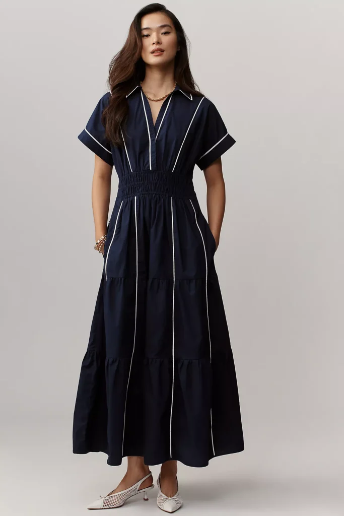 4 Color Combinations That Always Look Expensive | Navy & White Somerset Maxi Dress