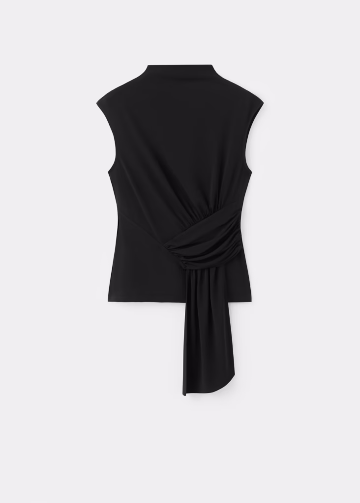 Mango Black Ruched detail top