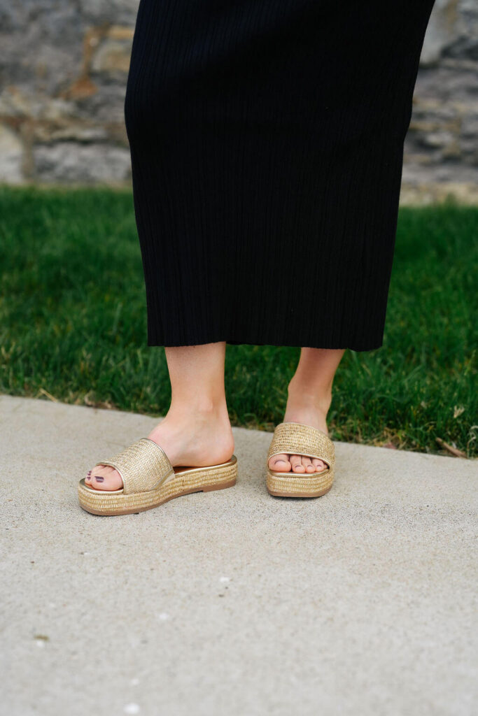 Jack Rogers Bay Flatform Shoes — Gold Metallic Raffia