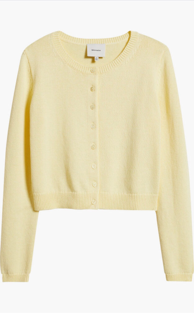 Reformation Clara Cotton Crewneck Cardigan