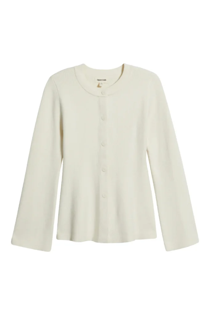 Open Edit Button Front Peplum Cardigan